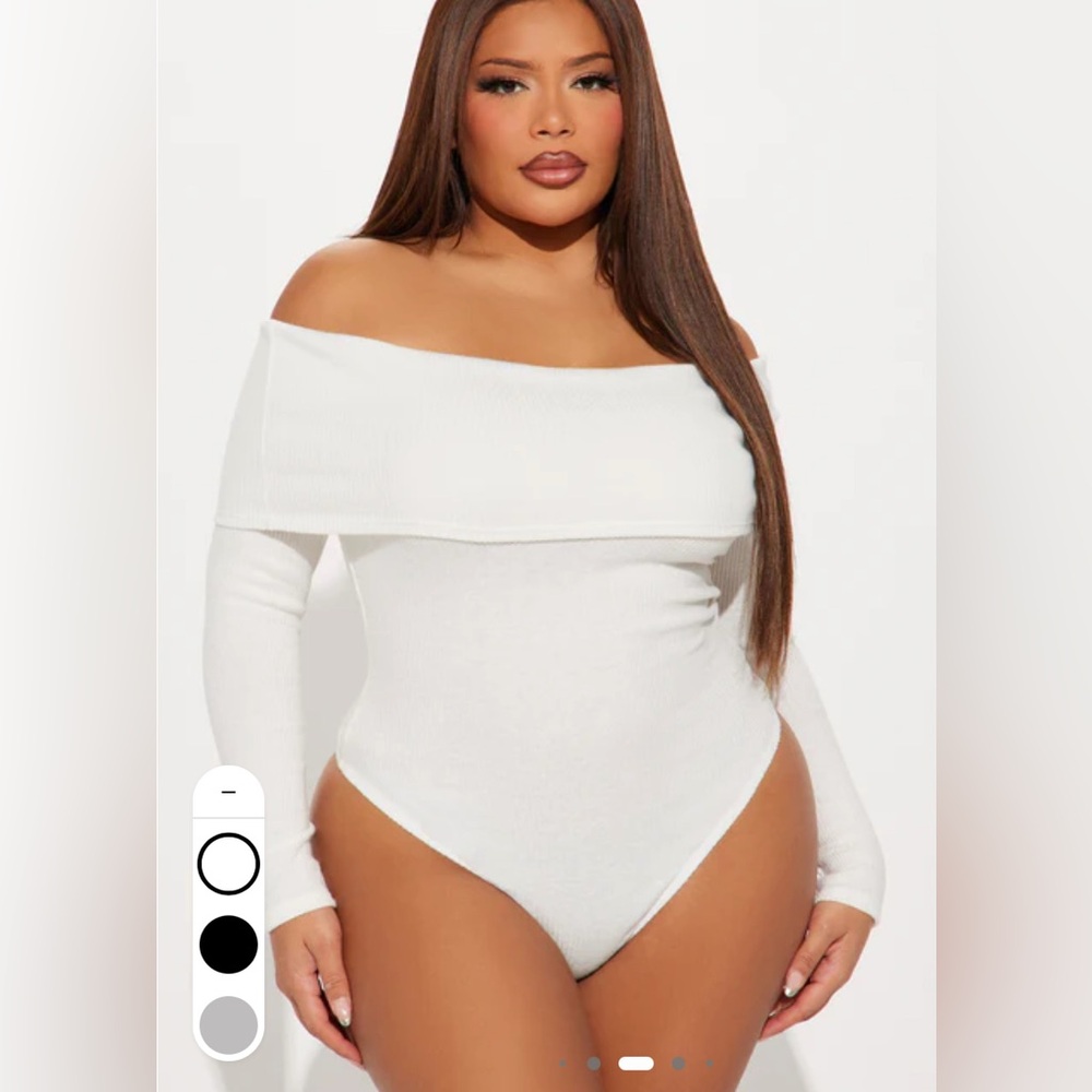 Fashion Nova Off-Shoulder White Bodysuit